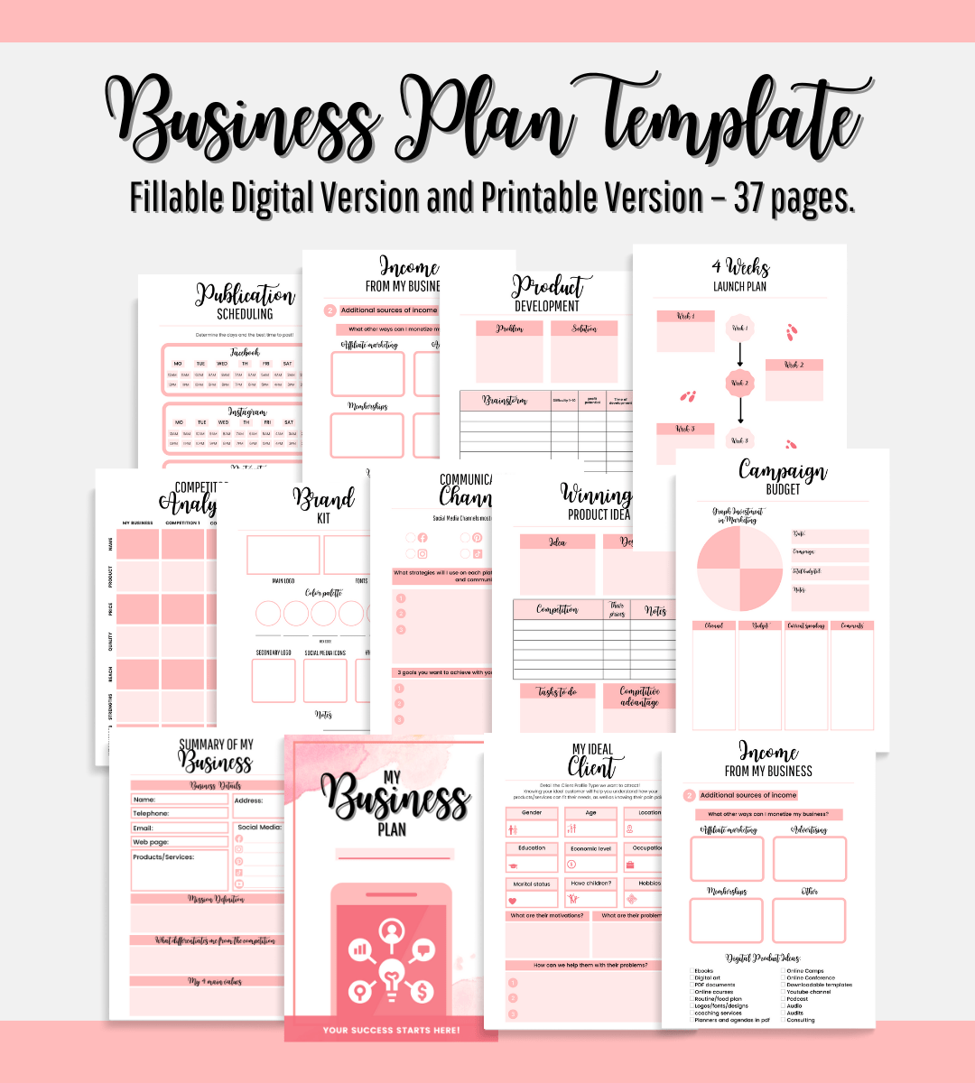 Business Plan | Editable Digital Template & Print Version (Sent to your Email instantly) V0123