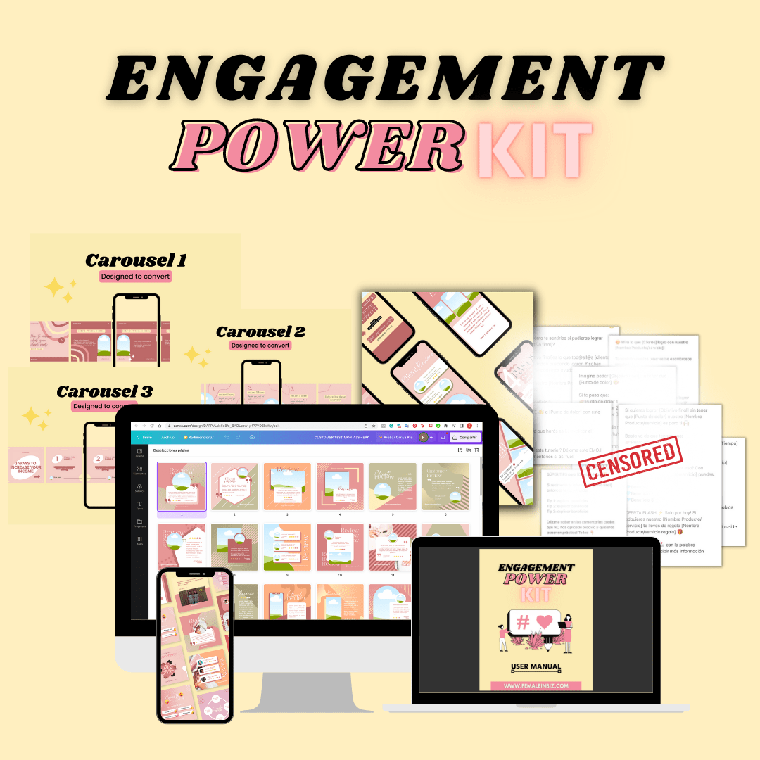 Engagement Power Kit - Premade Canva Templates That Will Boost Your Engagement on Instagram - 500+ templates sent to your email instantly