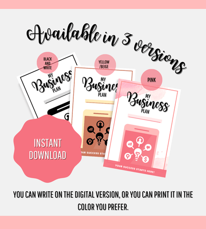 Business Plan | Editable Digital Template & Print Version (Sent to your Email instantly) V0123