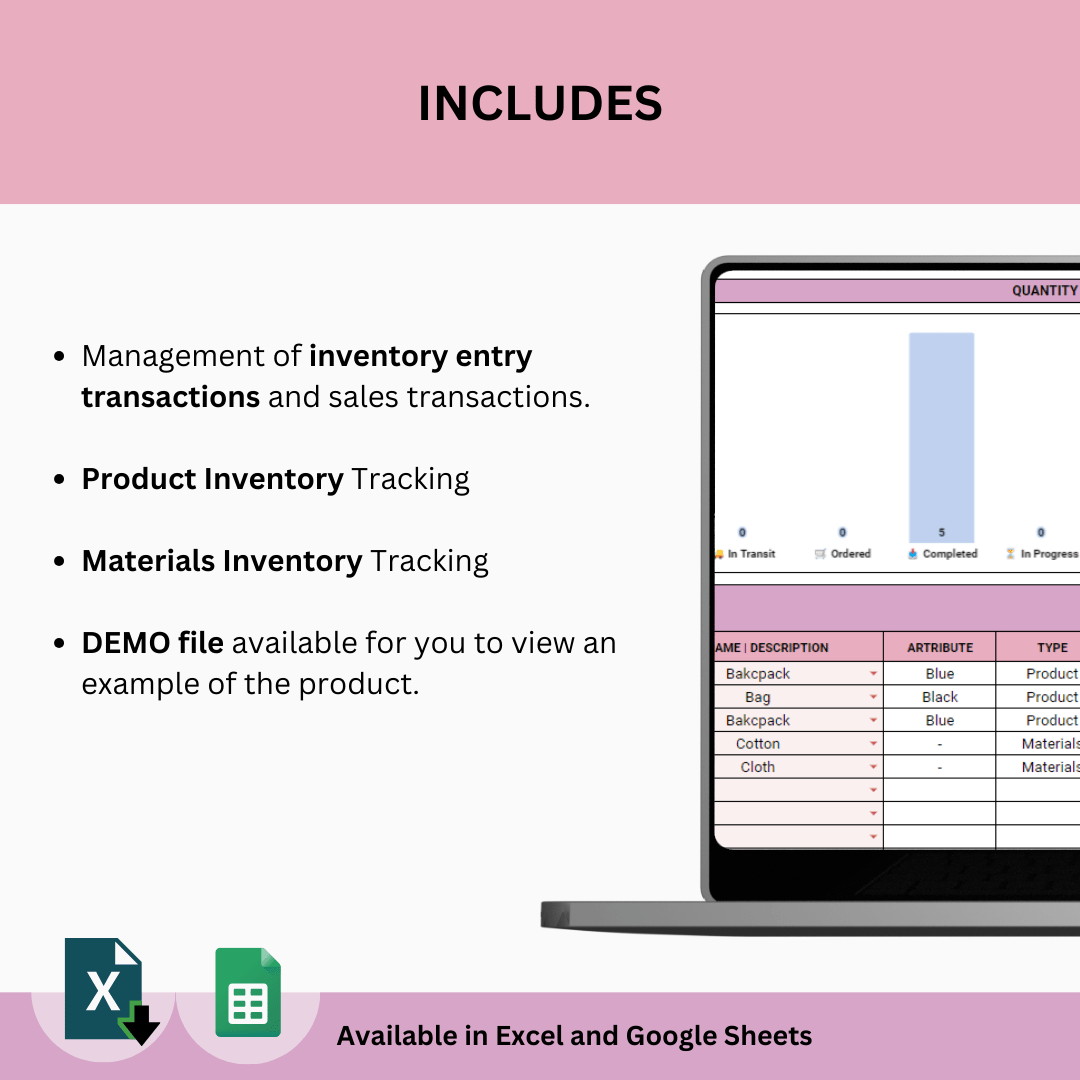 Product and Materials Inventory Tracker