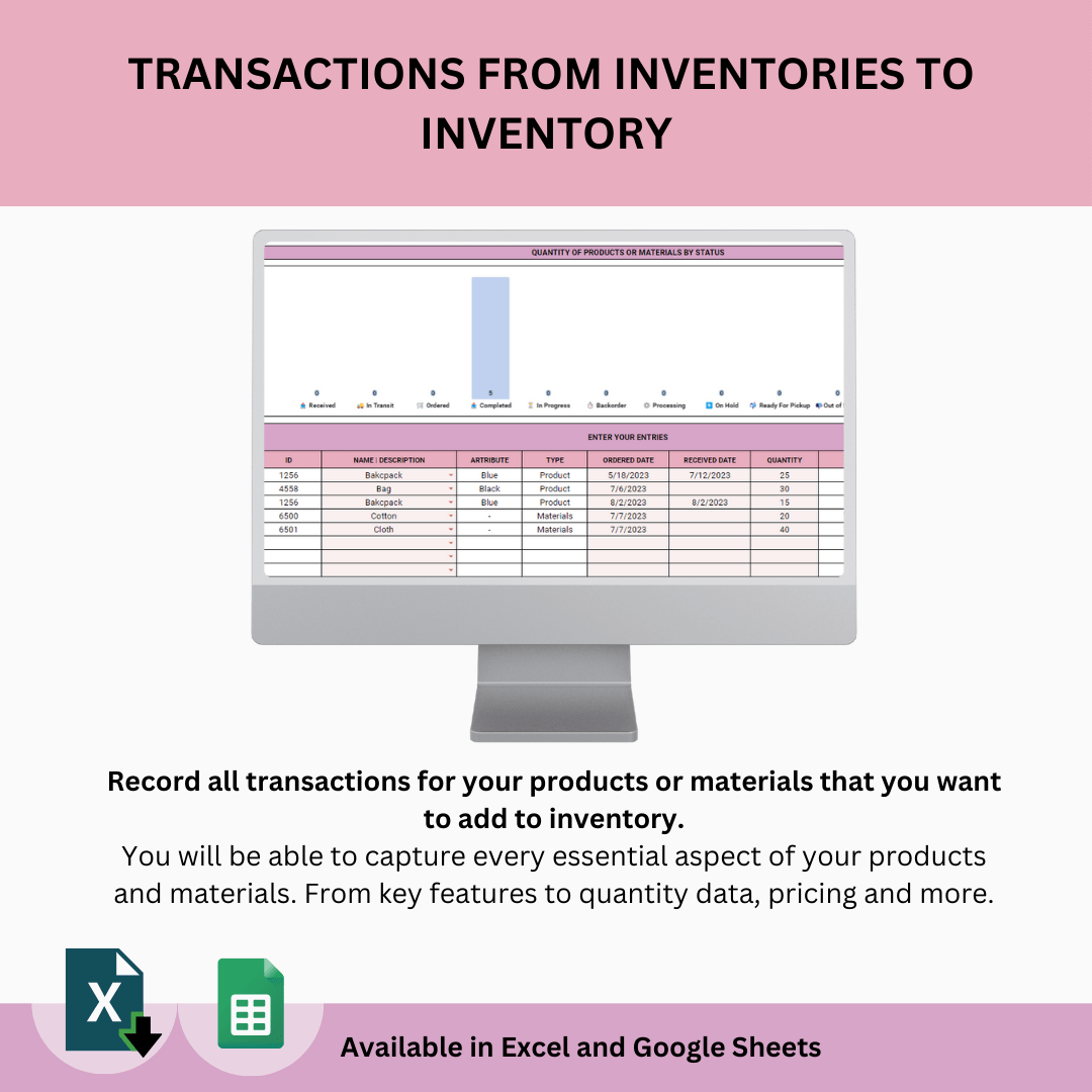 Product and Materials Inventory Tracker