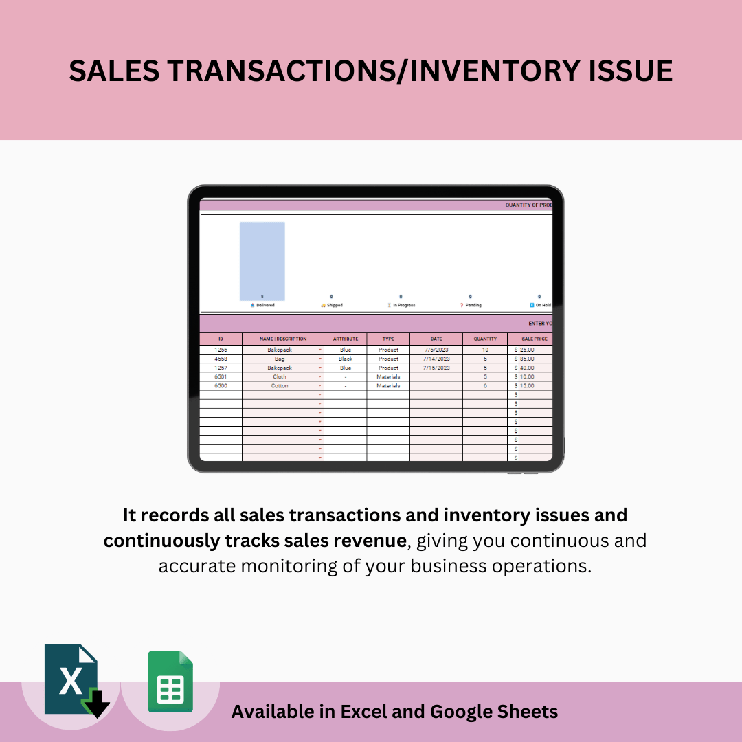 Product and Materials Inventory Tracker