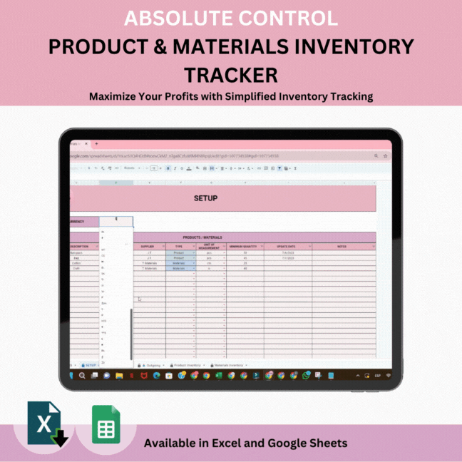 Product and Materials Inventory Tracker